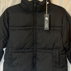 LINC Black Cropped Puffer Jacket-Size Medium